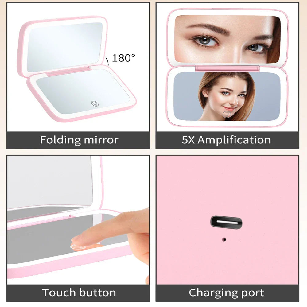 2-Sided LED Rechargeable Makeup Mirror with 5X Magnifying