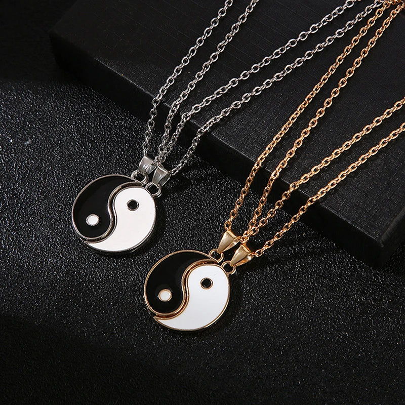 2Pcs Tai Chi Yin Yang Couple Bracelets Necklaces