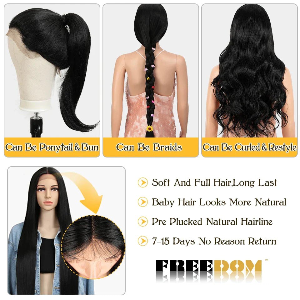 FREEDOM Synthetic Lace Front Wigs For Women Straight