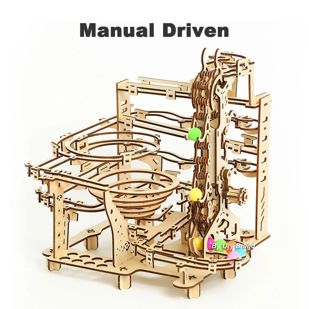 3D Wooden Puzzle Marble Run Set DIY Mechanical