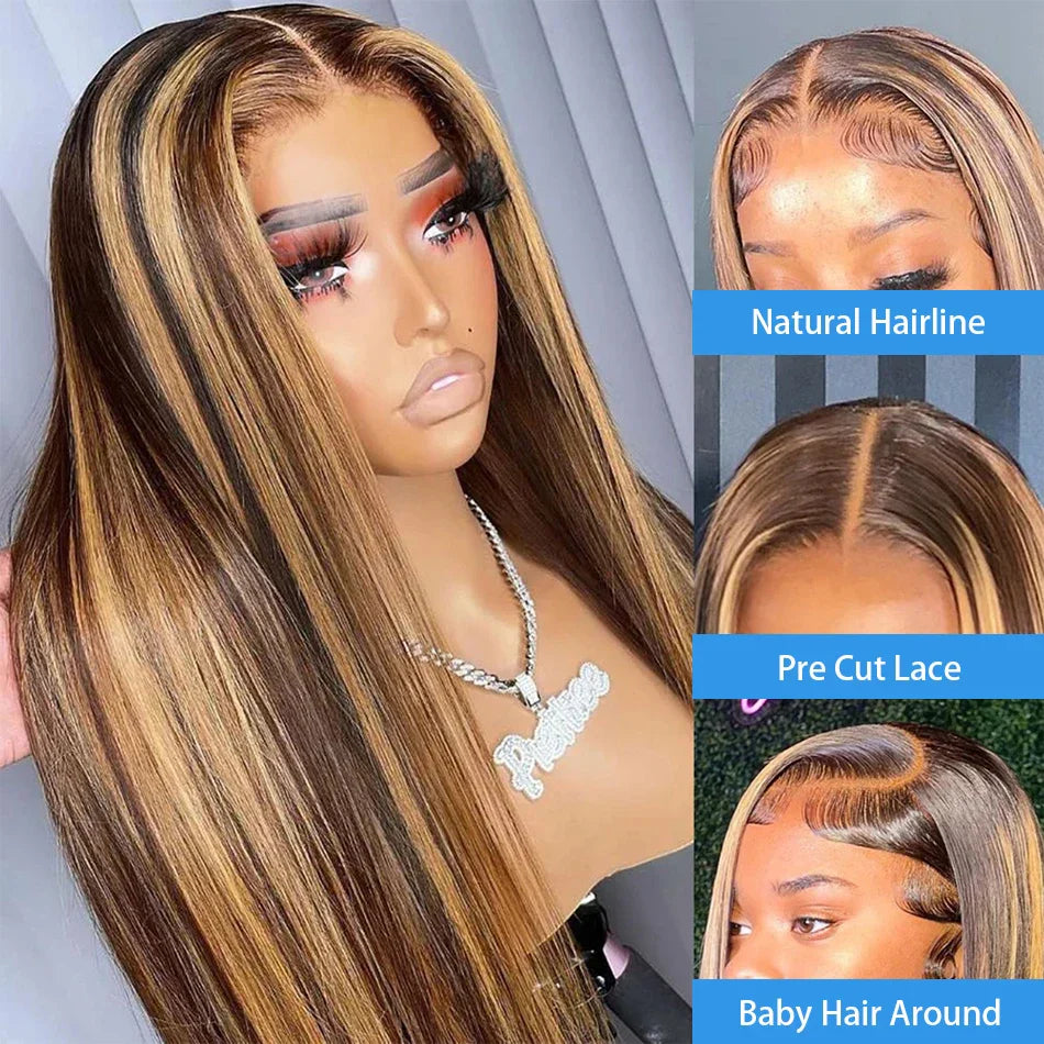 180 Density 30 Inch Highlight Honey Brown Curly