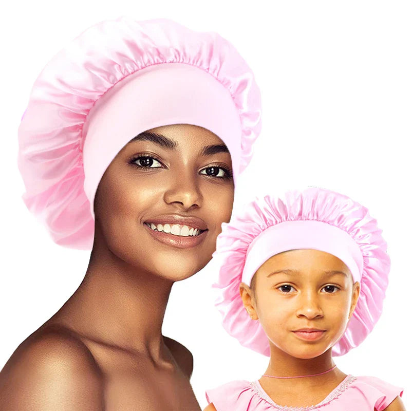 2PCS Mommy and Me set Elastic Band Satin