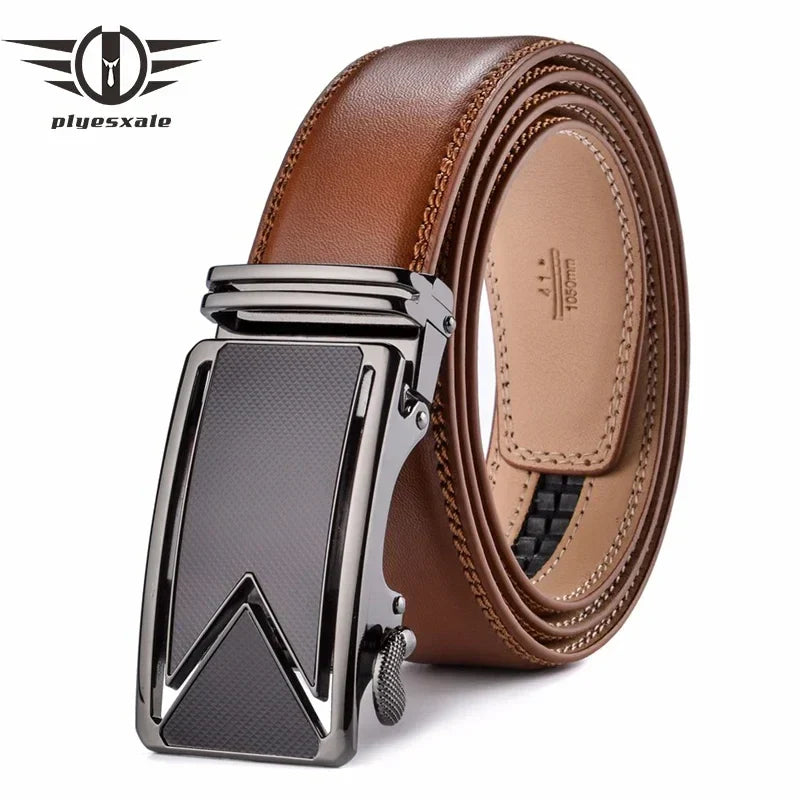 Plyesxale Men Belt 2024 Cowhide Genuine Leather Belts
