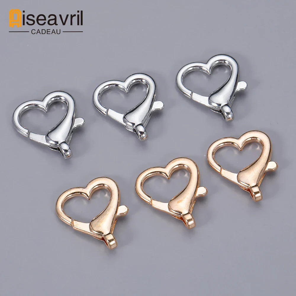 10pcs Heart Lobster Clasp Hook Clip Buckle Spring