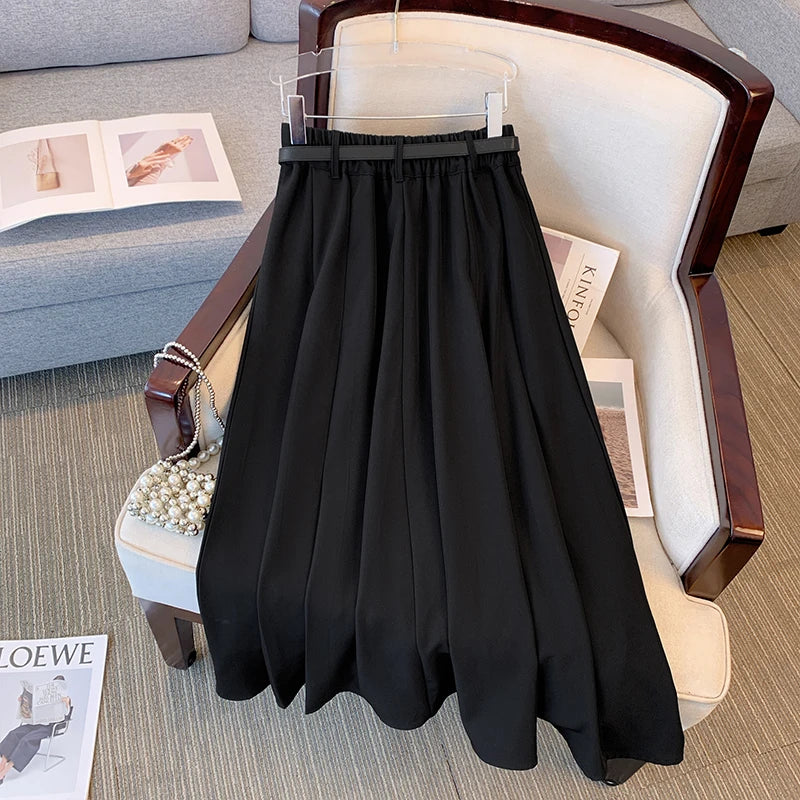 Plus-size women's black commuter skirt professional professional double