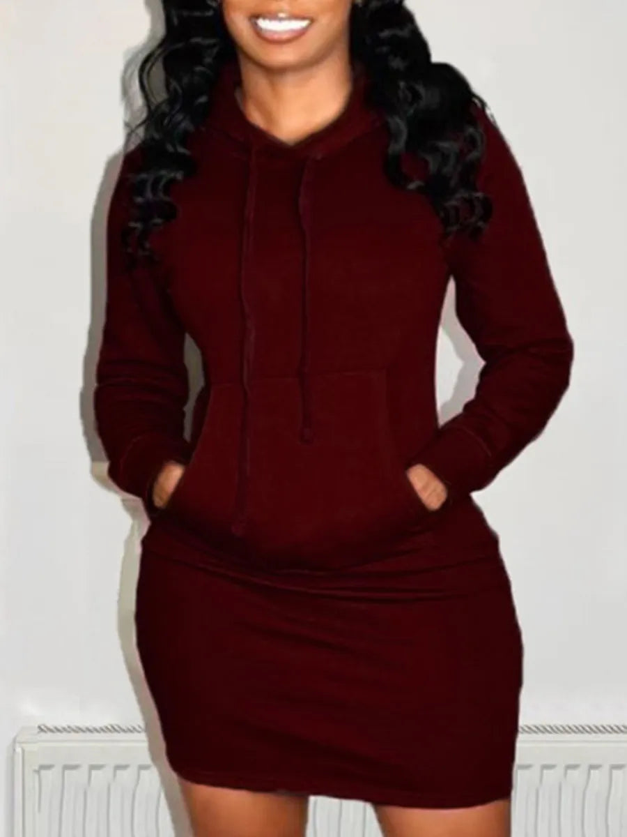 Plus Size Hooded Collar Kangaroo Pocket Sweat Dress
