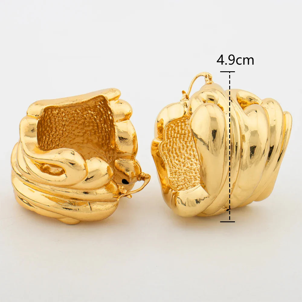 African Luxury 18K Gold Plated Earrings Dubai Hoop