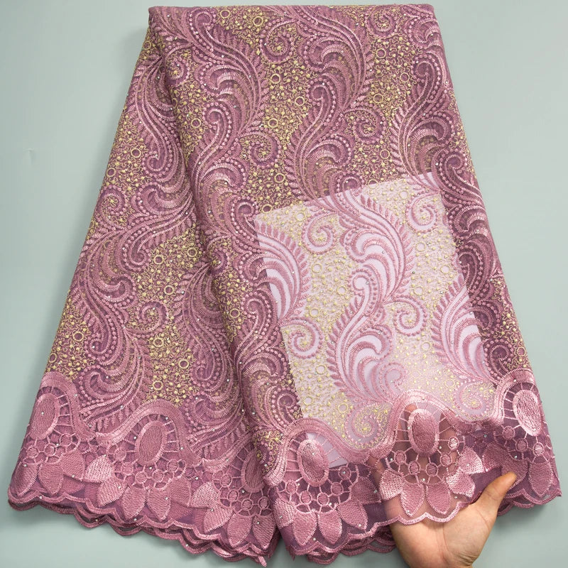SJD LACE African Lace Fabric with Crystal 2024
