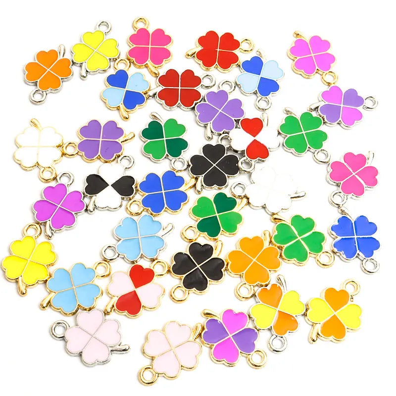 Dopamine Fourleaf Clover Enamel Charms 20pcs DIY Necklace