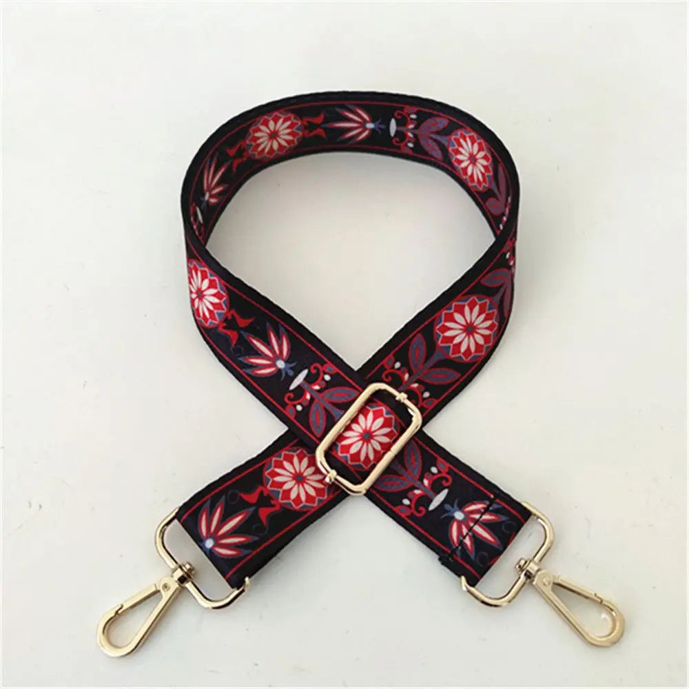 Fashion Bag Strap Adjustable Nylon Flowers Embroidered Colored