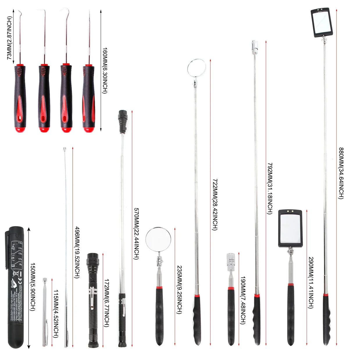 Portable Car Telescopic Detection Lens Inspection Mirror 360° Swivel Car Angle View Pen For Auto Inspection Hand Repair Tools