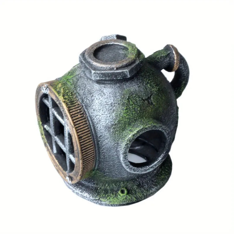 1pc Resin Diving Helmet Wreck Aquarium Fish Tank
