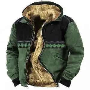 Vintage Zipper Coat Long Sleeve Tribal Totem Print