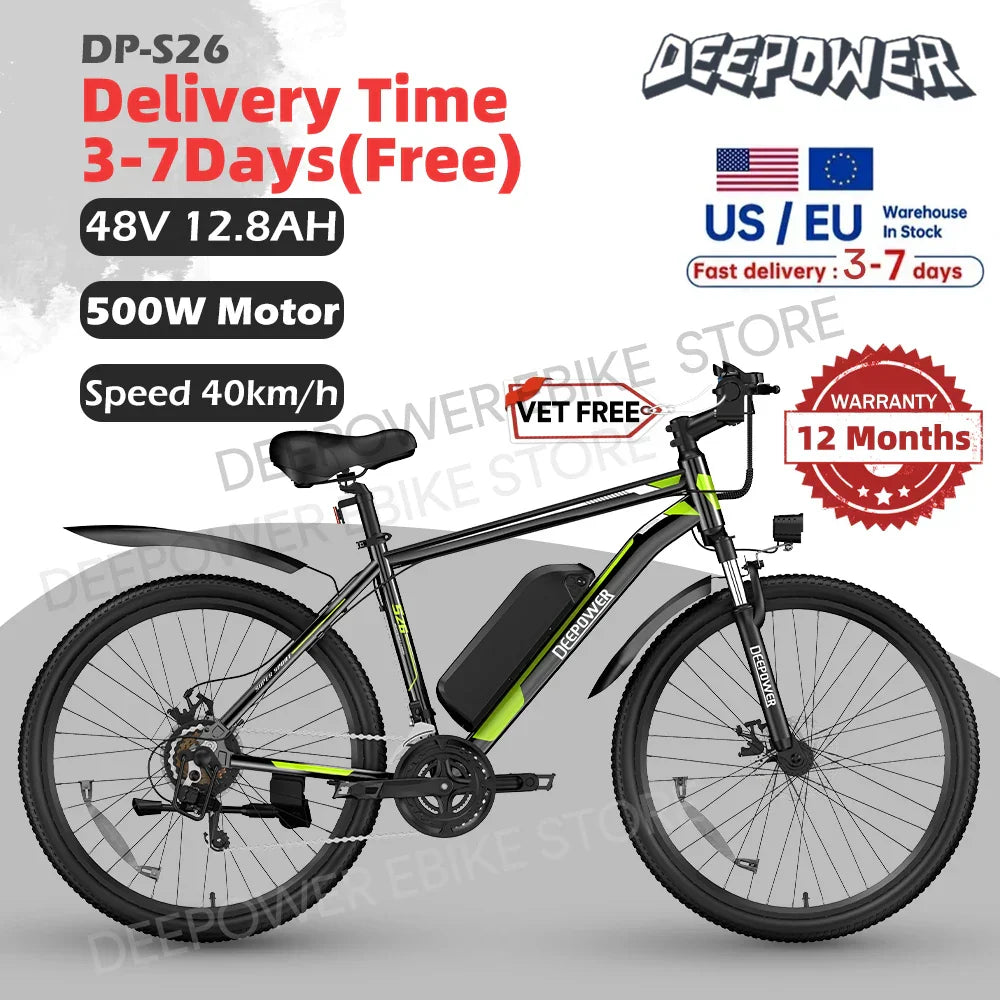 DEEPOWER S26 26INCH Electric Bicycle 500W 48V 30AH