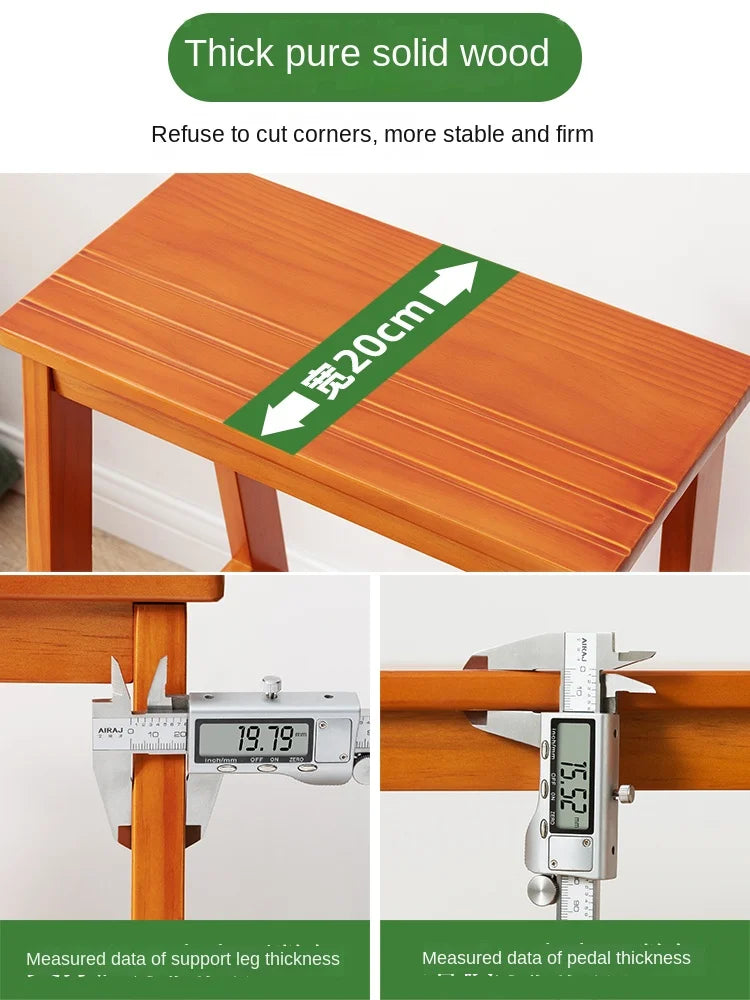MOMO Solid Wood Folding Step Stool Home Three-step