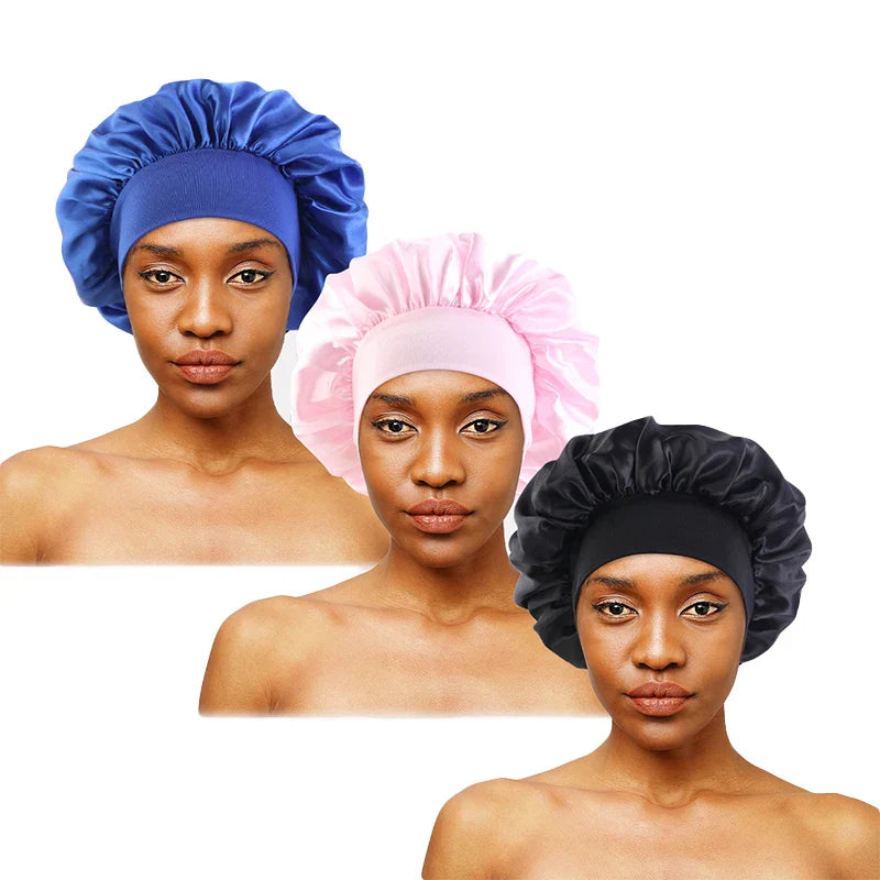 3PCS/LOT Women Satin Sleeping Hat Adjust Head Cover