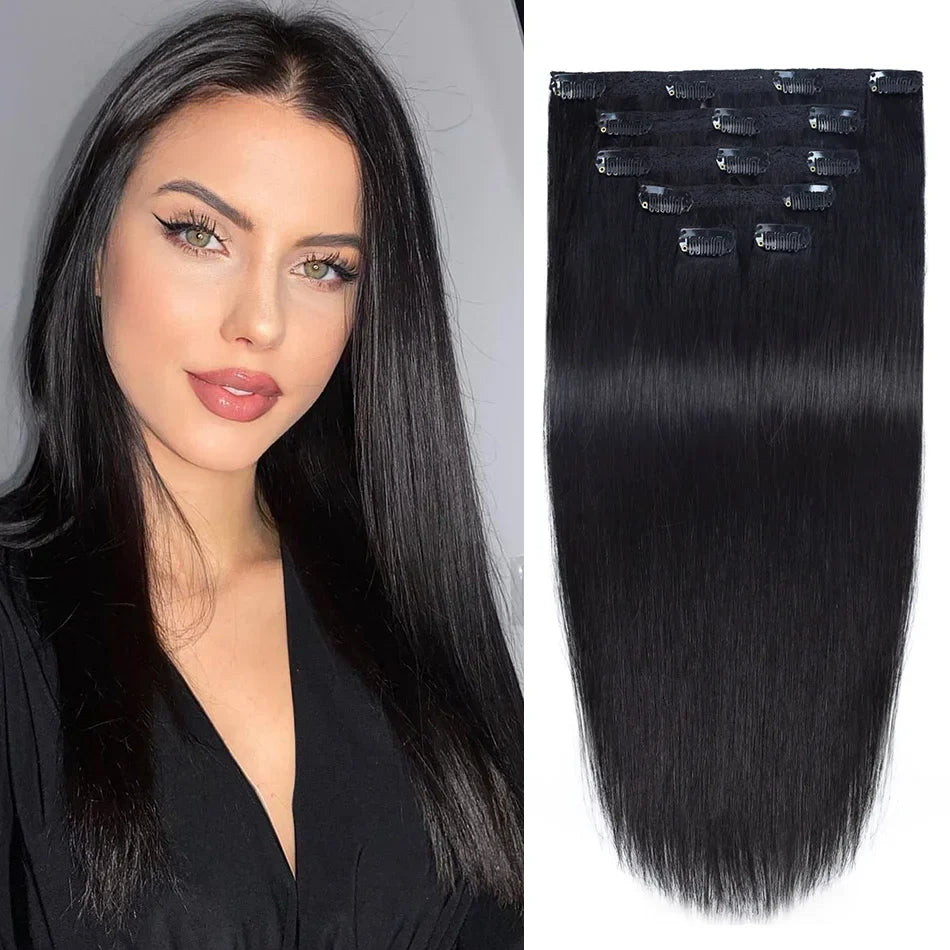 BHF Clip in Hair Extensions Human Hair Straight