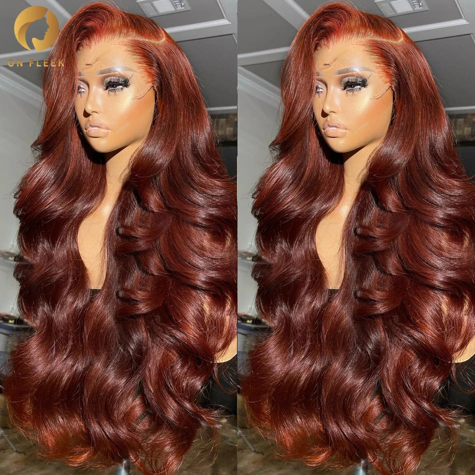 13x4 Reddish Brown Body Wave Lace Frontal Human