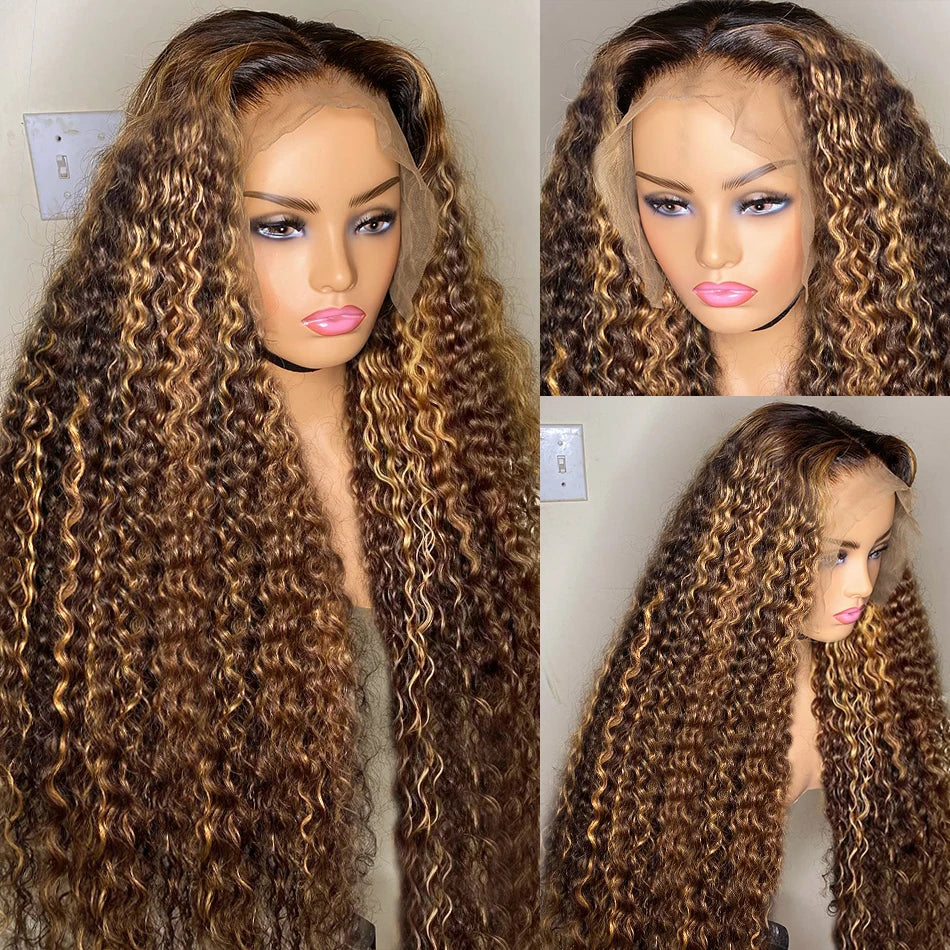 Curly Highlight 13x4 Lace Front Human Hair Honey