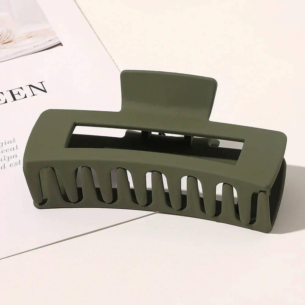 Simple Square Geometric Frosted Hair Claws Clamps Acetate