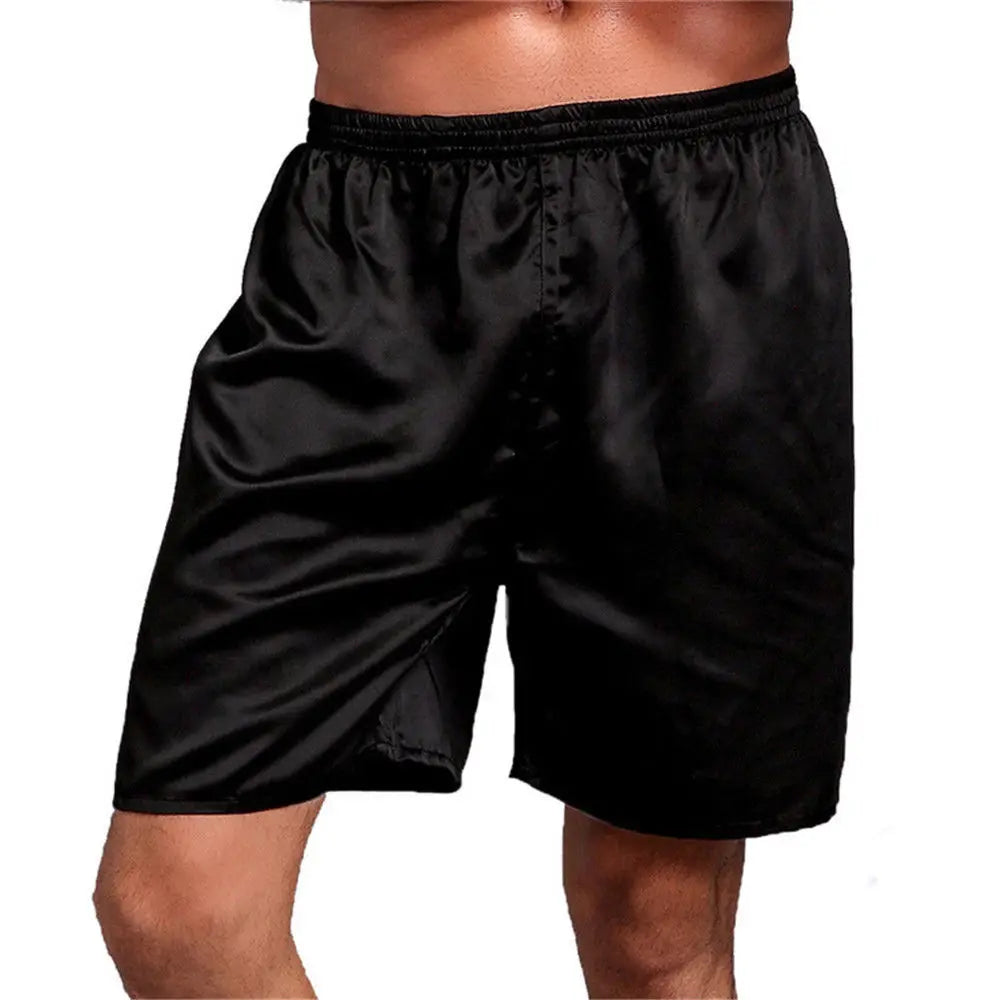 Mens Silk Satin Loose Boxers Briefs Pajamas Casual