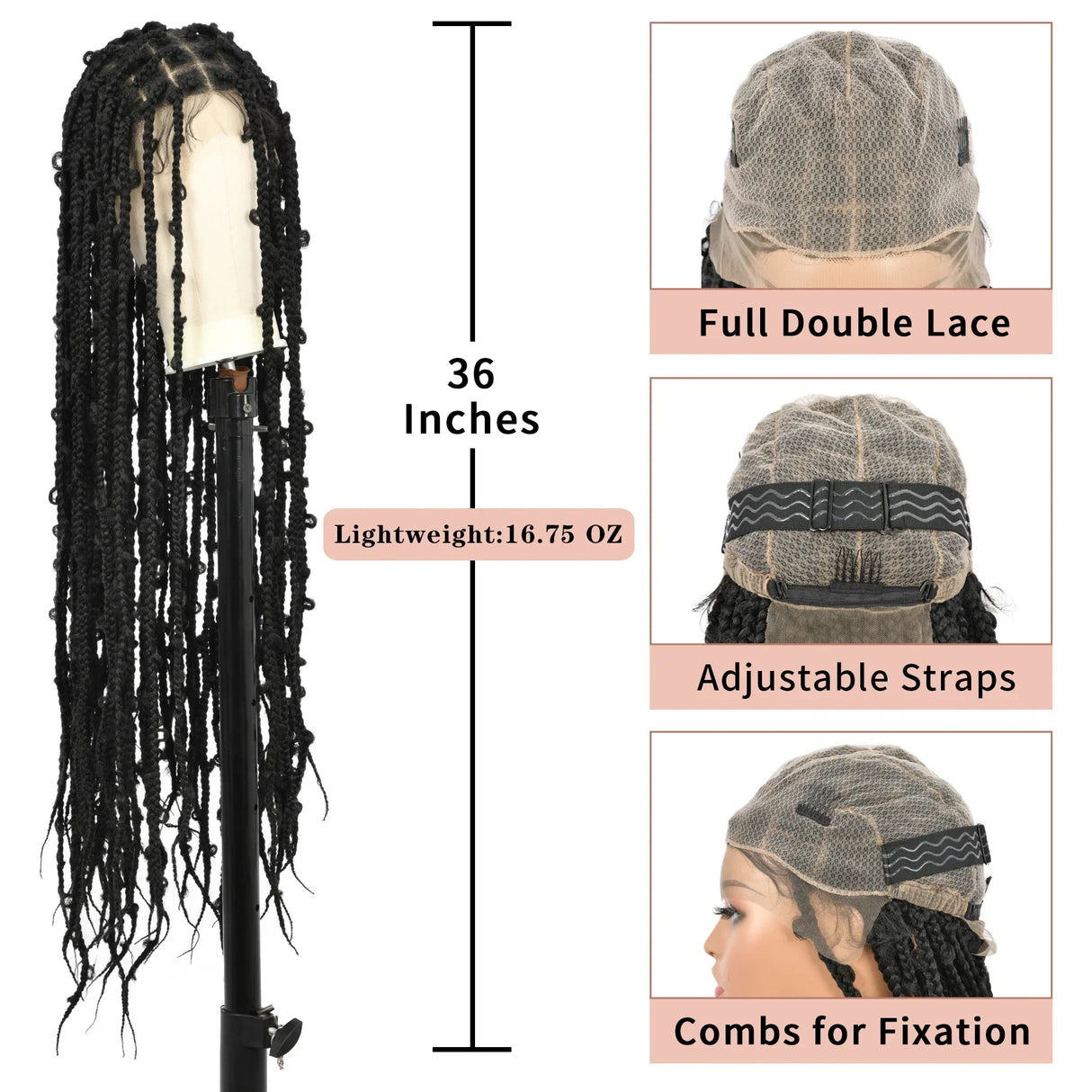 Kalyss 36" Square Knotless Butterfly Box Braided Wigs