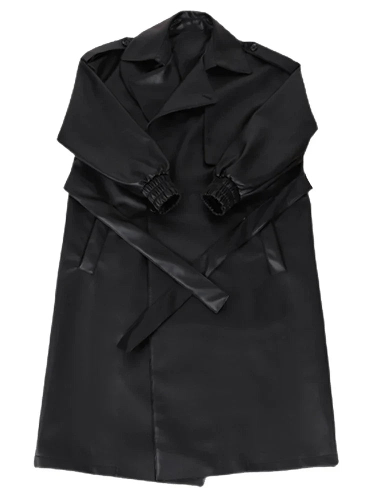 Mauroicardi Spring Autumn Long Oversized ArmyGreen Black Faux