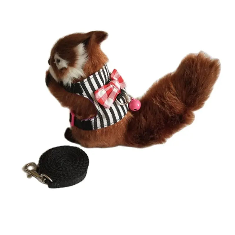 Adjustable Small Pet Stripe Harness Leash Vest Chest