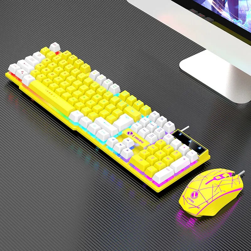 Wired Keyboard And Mouse Set Usb Luminous Mechanical