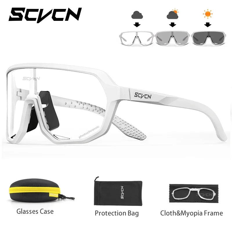 SCVCN Photochromic Men Cycling Sunglasses UV400 Sports Bicycle