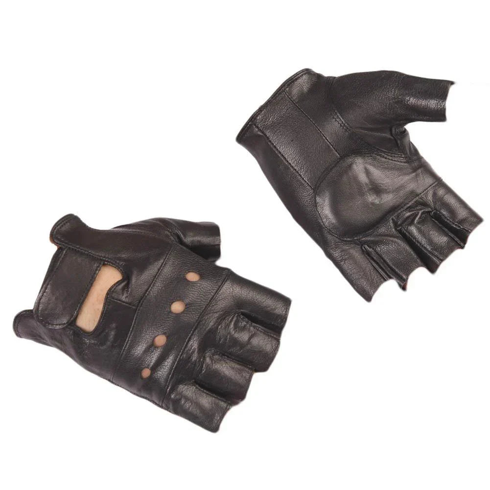1Pair PU Leather Gloves Outdoor Black Motorcycle Driving