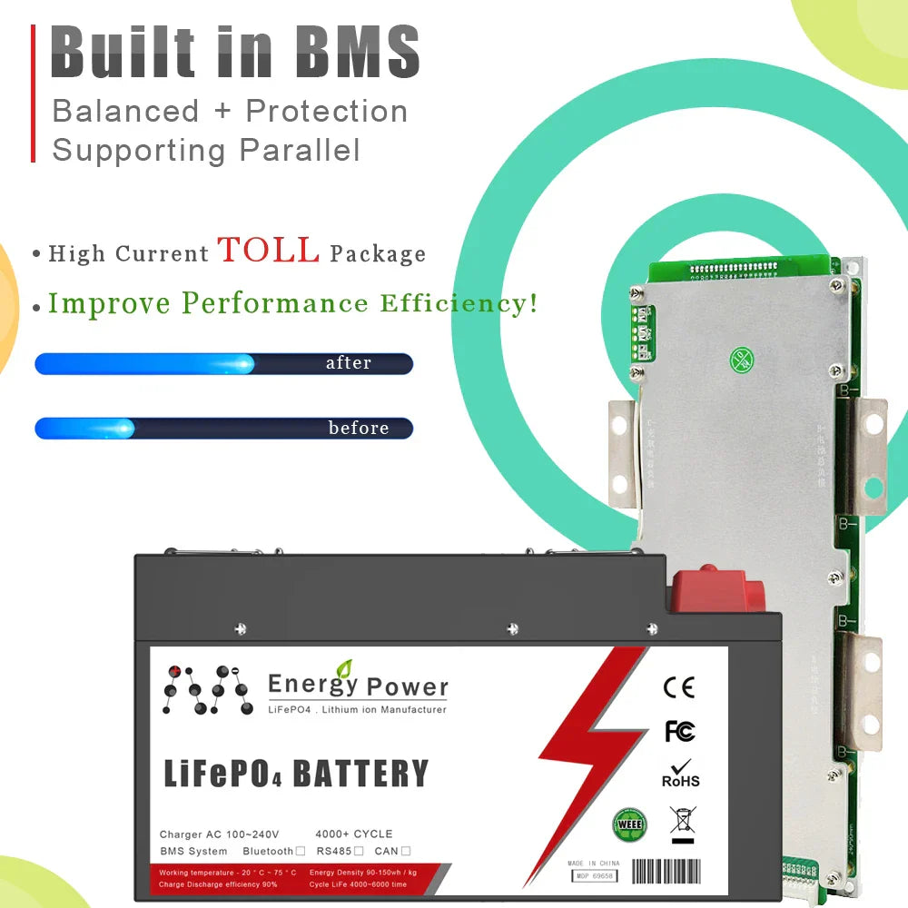 48V 40AH 100AH LiFePO4 Battery Pack Built-in 2000W