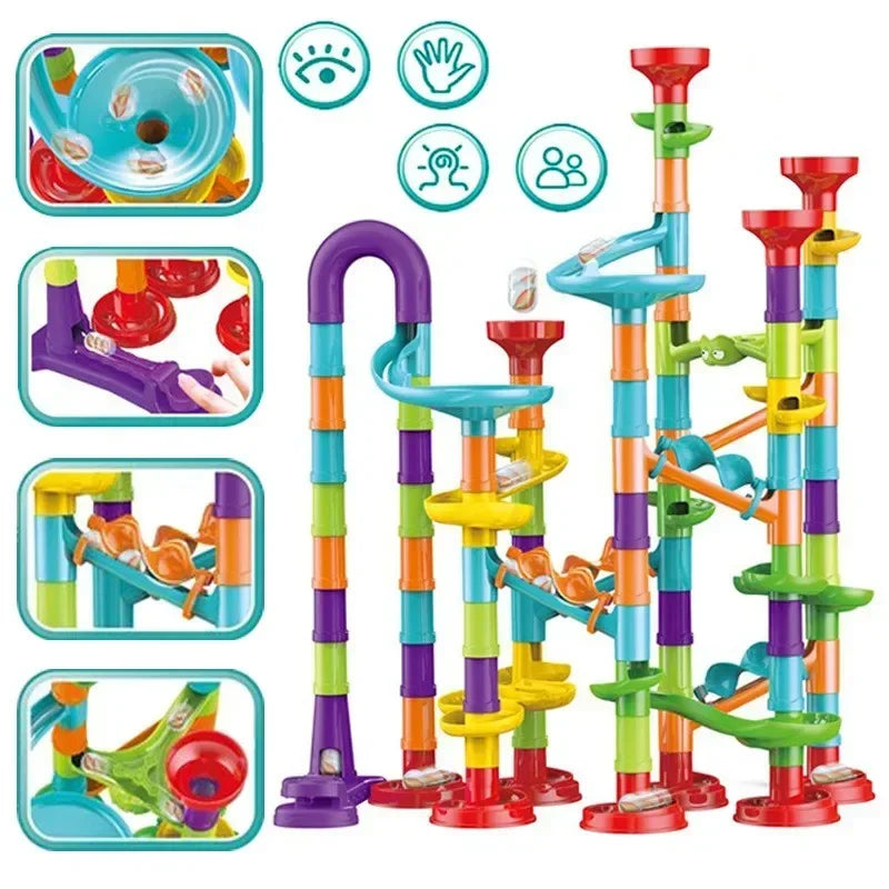 50/197Pcs Children Diy Game Marble Run Race Track