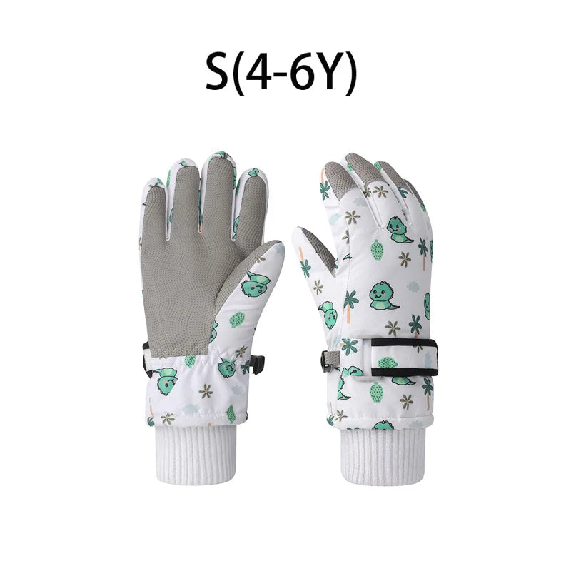 Cartoon Kids Gloves Thickened Warm Winter Ski FiveFinger