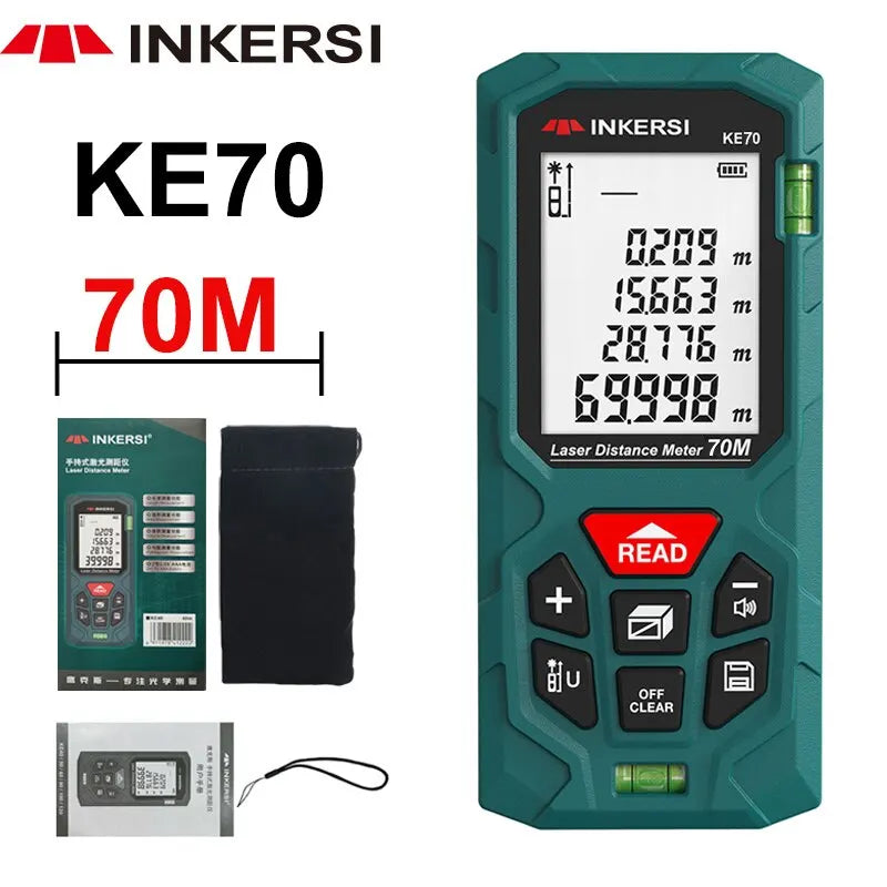 INKERSI Laser Rangefinder Digital Tape Measure 40M/70M/120m High