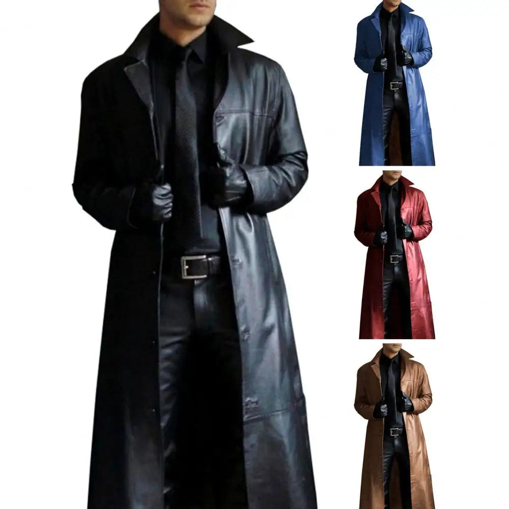 2023 New Men Lapel Goth Punk Black Long