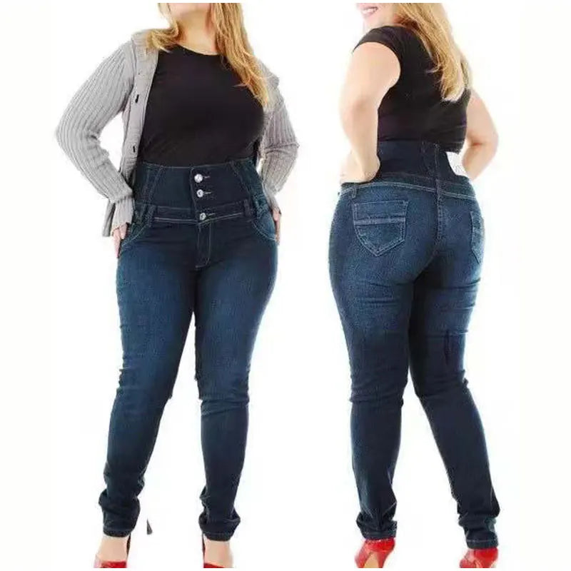 Plus Size Button Up Skinny Black Gray Long