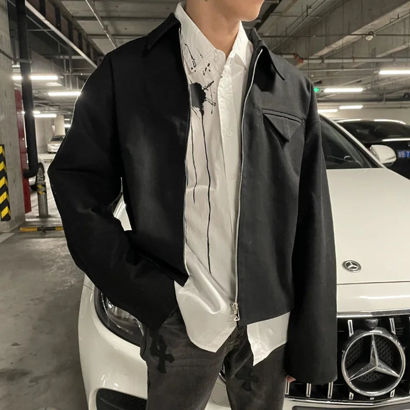 Gmiixder Short Lapel Jacket Men's Spring Autumn Vintage