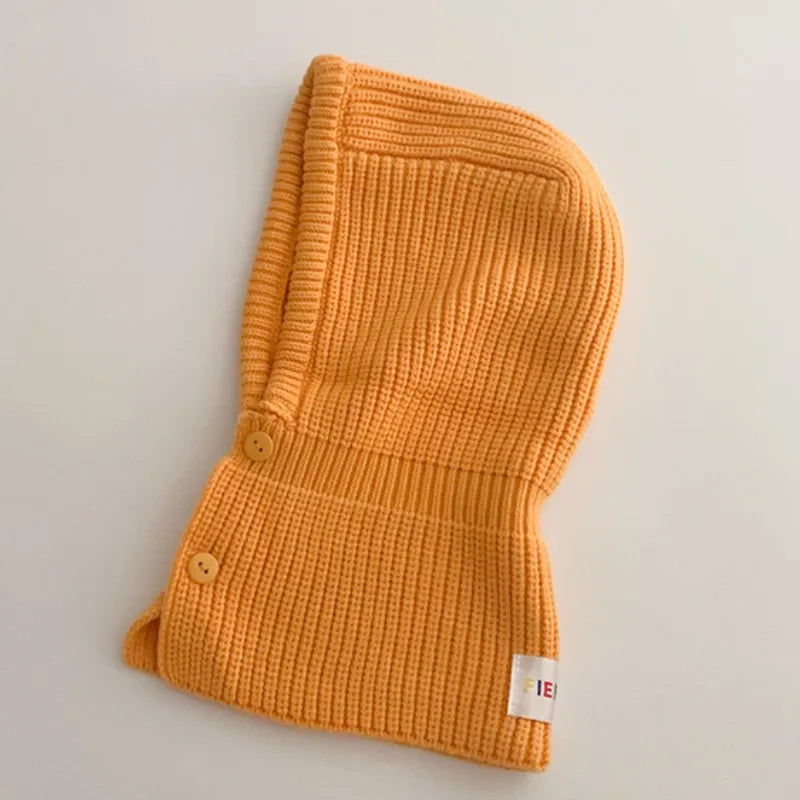 Baby Knitted One-piece Cap Scarf Solid Color Warm