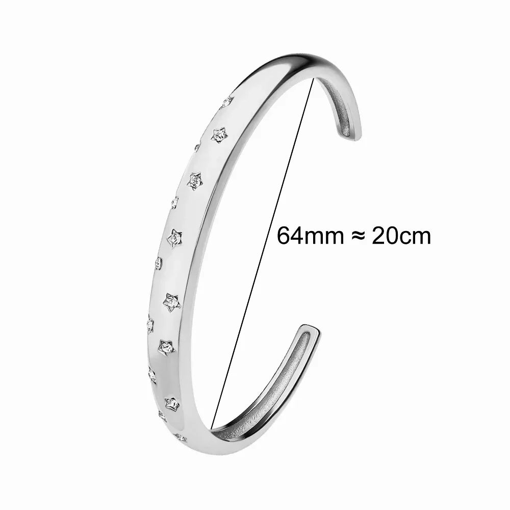Waterproof Luxury Colorful Cubic Zirconia Bangles Stainless Steel