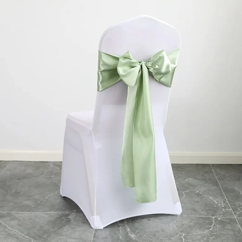 10pcs/50pcs Satin Chair Sash Knots Hotel Party Banquet
