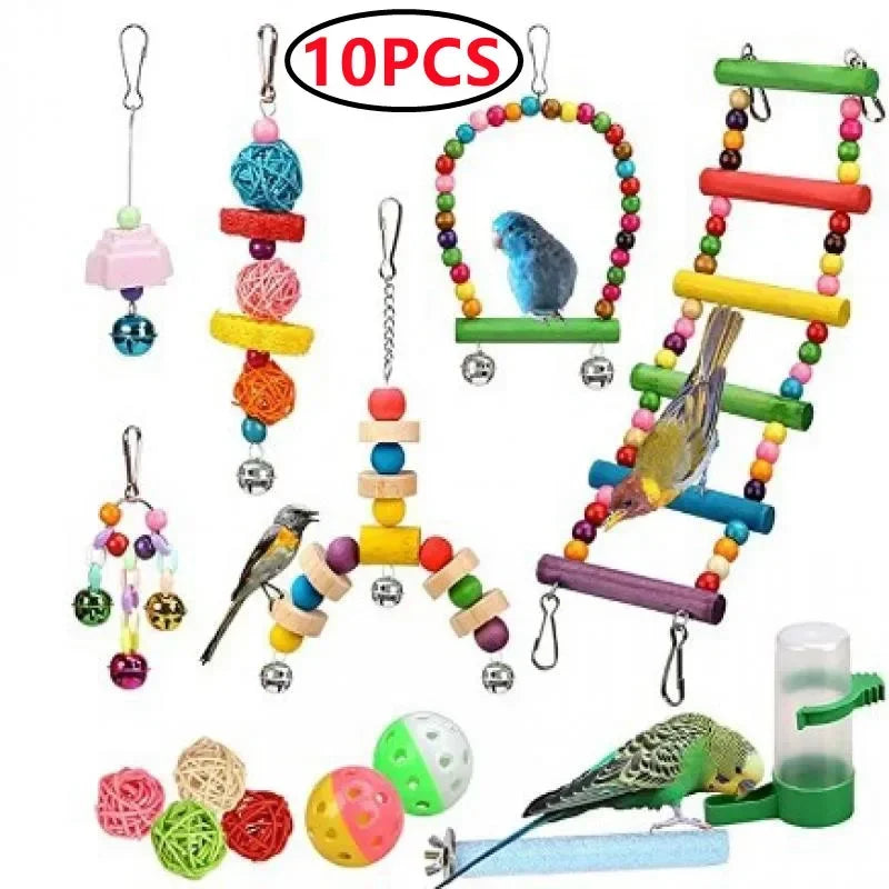 Toys Standing Bell Swing Toy Parrot Bird Combination