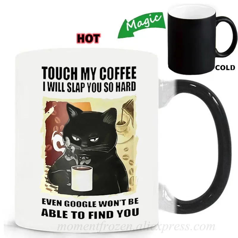 Funny Cat Mugs Coworker Gifts Coffee Spelled Backwards