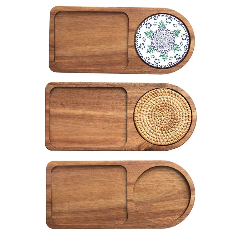 Coffee Tray Wood Plate Breakfast Tray For Serving