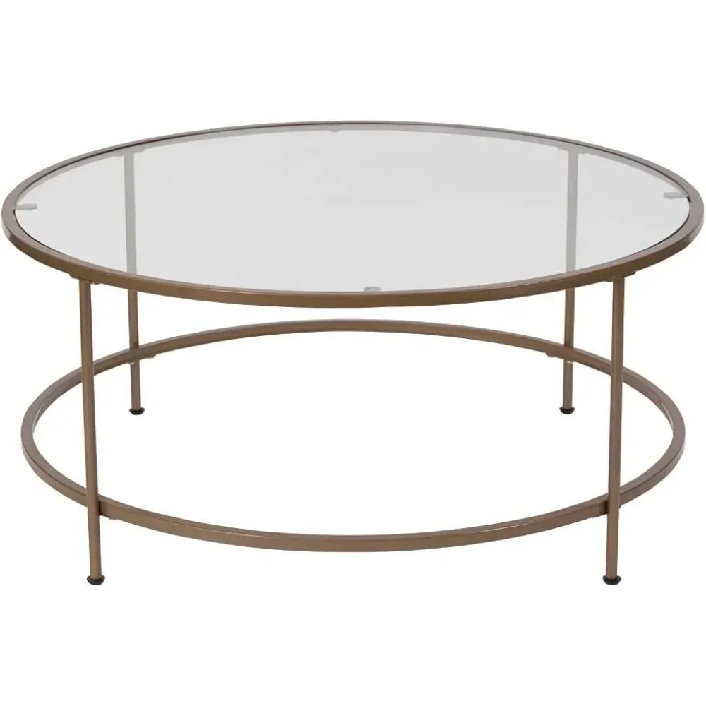 Astoria Collection Round Coffee Table - Modern Clear