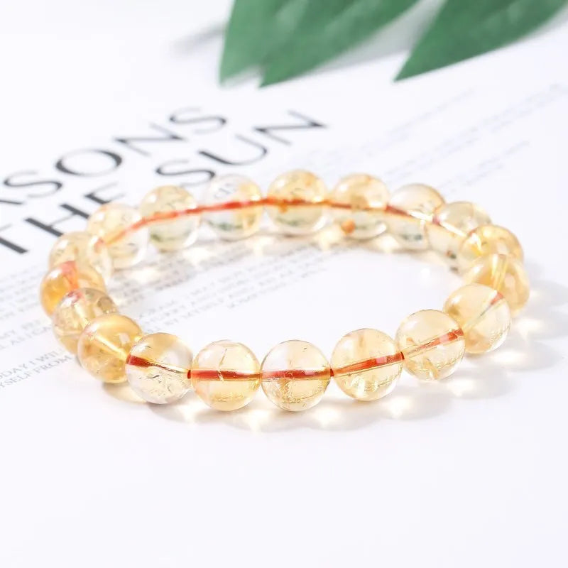 JD Natural Stone Citrines Beads Bracelet Women Yellow