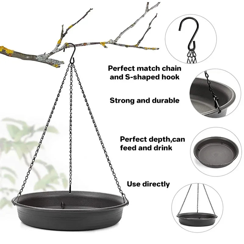 Hanging Bird Feeder Outdoor Bath Tray Plastic Bird