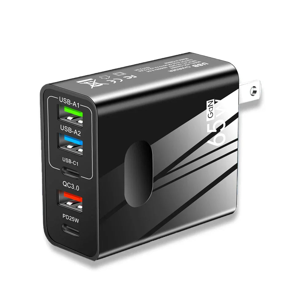 65W GaN Charger USB PD Muti Plugs Fast