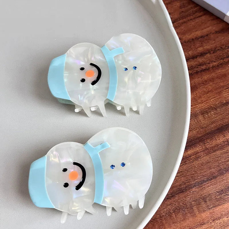 Muweordy Cartoon Cute Snowman Acetate Claw Clip Crab
