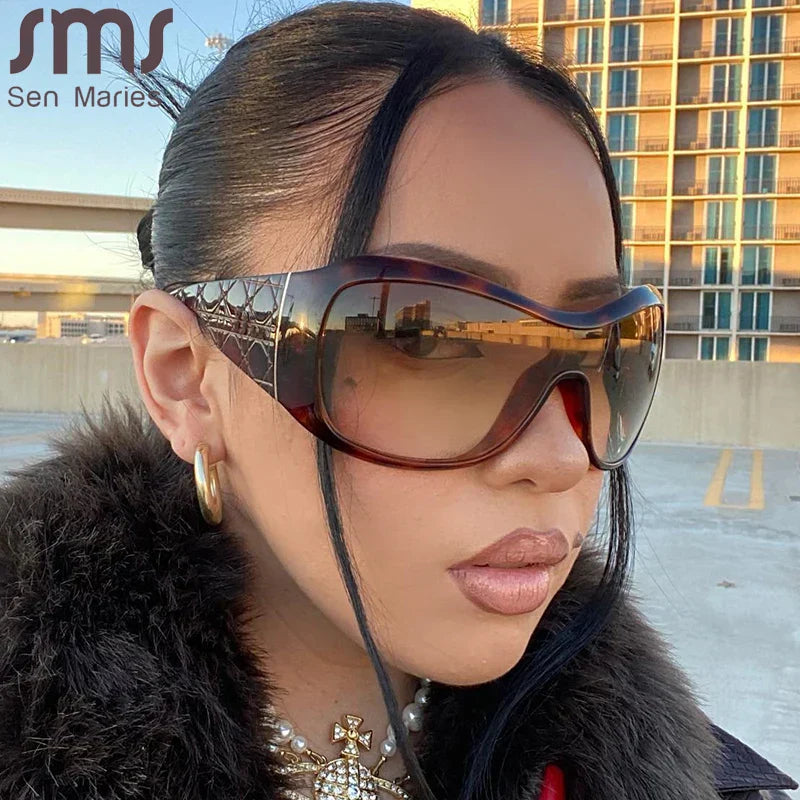 Luxury Brand Designer One-piece Sunglasses Goggle New Trendy